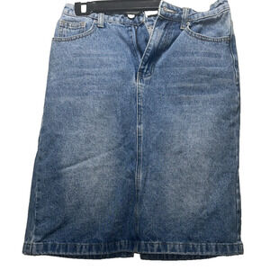 SHEIN Women’s Blue Denim Midi Skirt Size Small US4 High Waist 5 Pocket Casual